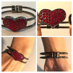 ⚡️Lightning Sale⚡️Crystal, Hinged Gun-metal Color Bangle